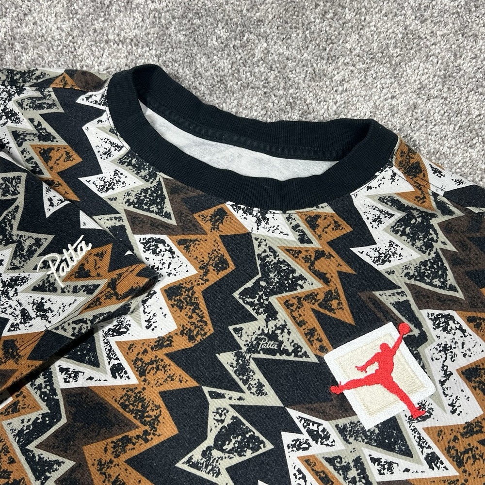 Jordan x Patta T-Shirt Mens Jumpman Aztec Short Sleeve Multicolor Art Size XL
